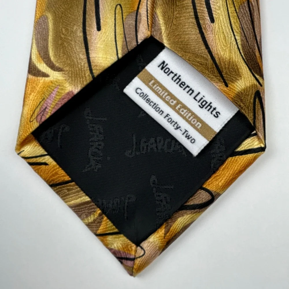Vintage 2006 J. Garcia Northern Lights Limited Edition Yellow Silk Tie NWT‎